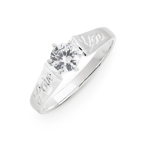 Sterling Silver CZ love ring.