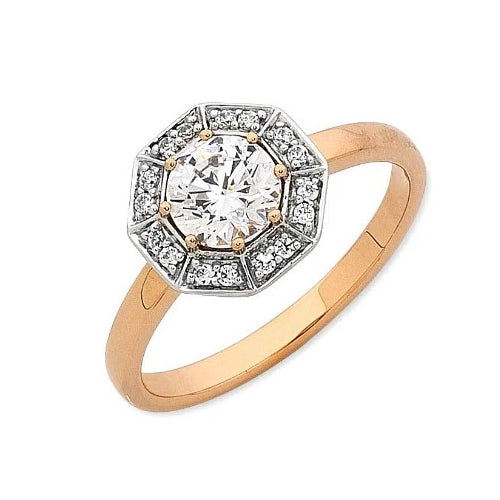 9ct rose gold cz ring