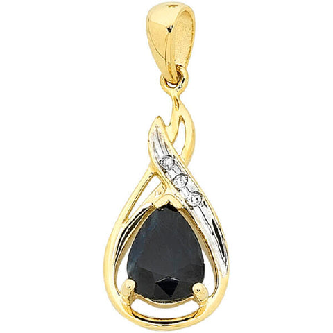 9ct Sapphire & Diamond Pendant