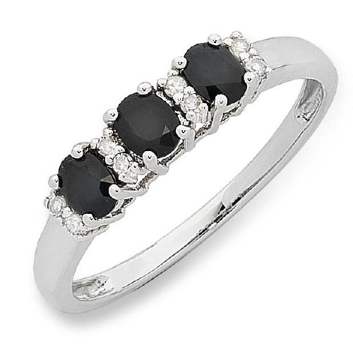 9ct white gold Sapphire diamond ring