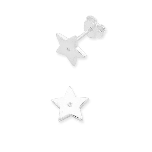 Sterling silver Diamond star earrings.