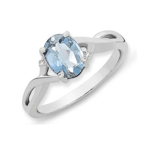 Sterling silver Topaz & Diamond ring