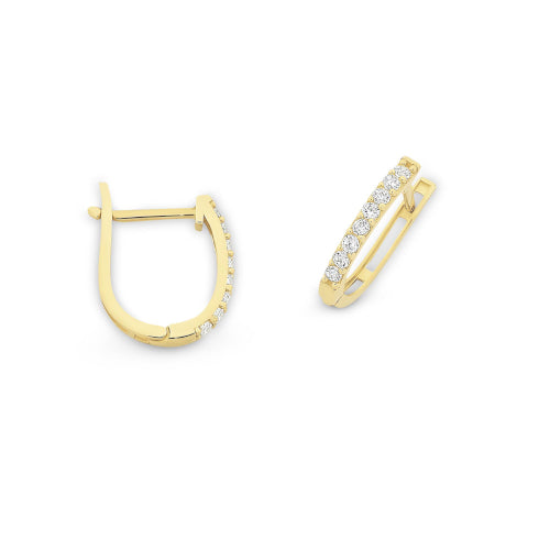 9ct yellow gold CZ huggie earrings.