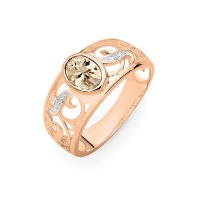 Morganite & Diamond ring. Rose Gold