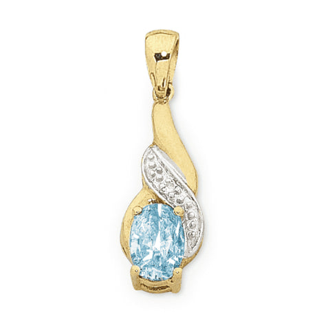 9ct Blue Topaz & Diamond pendant.