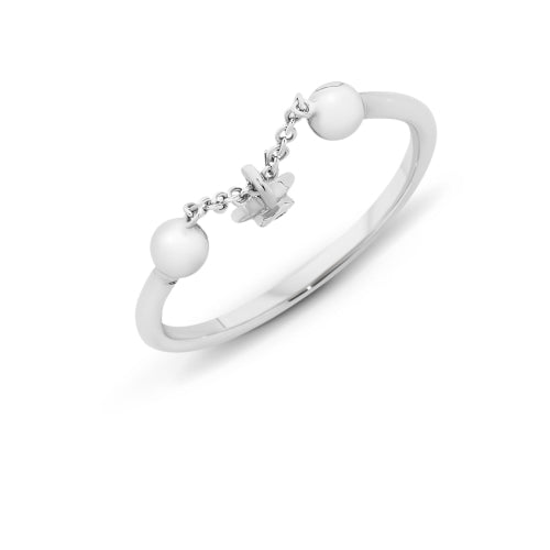 Sterling silver CZ chain ring.