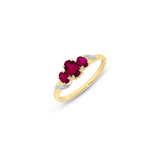 9ct created Ruby & Diamond ring