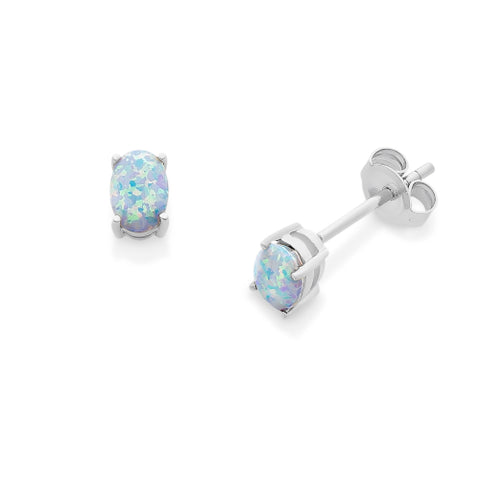 Sterling silver created Opal studs