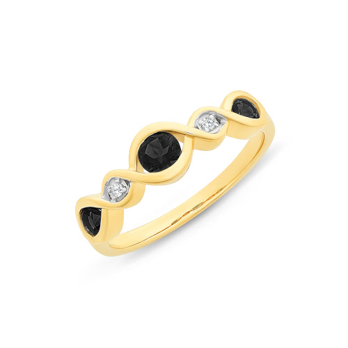 9ct sapphire & diamond ring