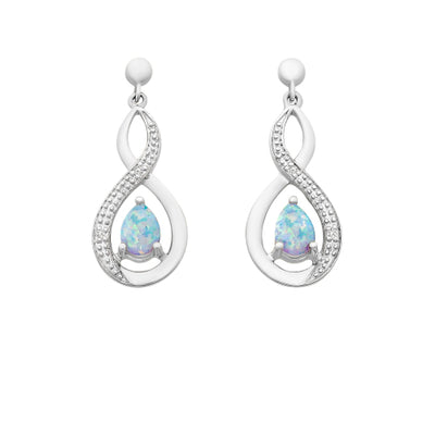 9ct white gold opal diamond earrings