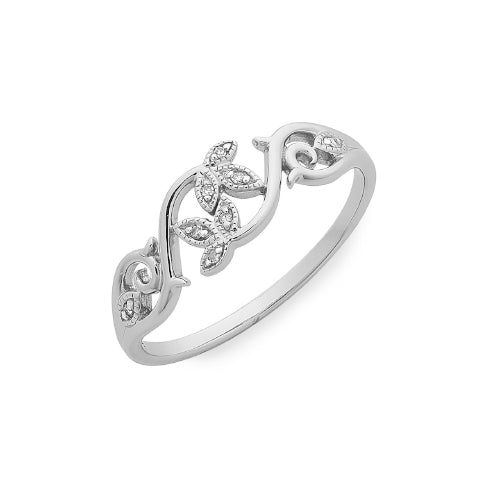 Sterling silver diamond ring