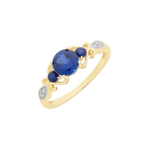 9ct Created Sapphire Diamond ring