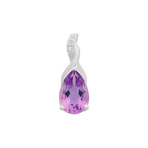 Sterling Silver Amethyst & Cz Pendant
