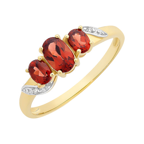 9ct Garnet & Diamond Ring