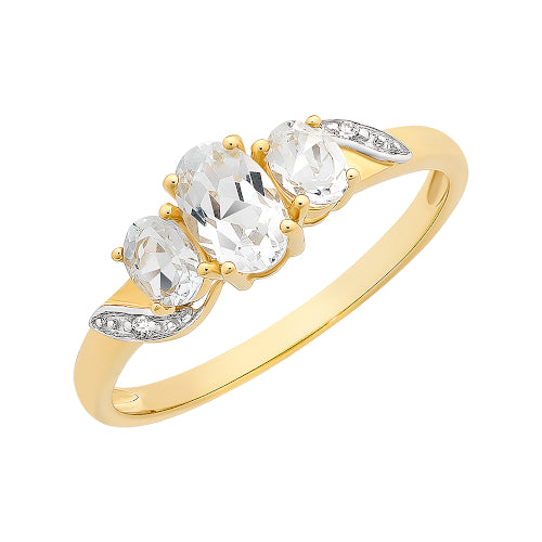 9ct White Topaz & Diamond ring
