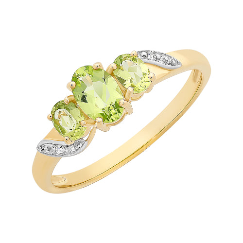 9ct Peridot & Diamond Ring