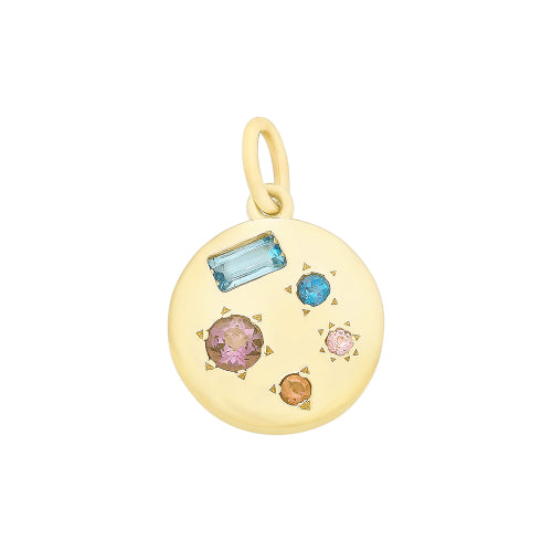 9ct Gemstone Set Disc Pendant