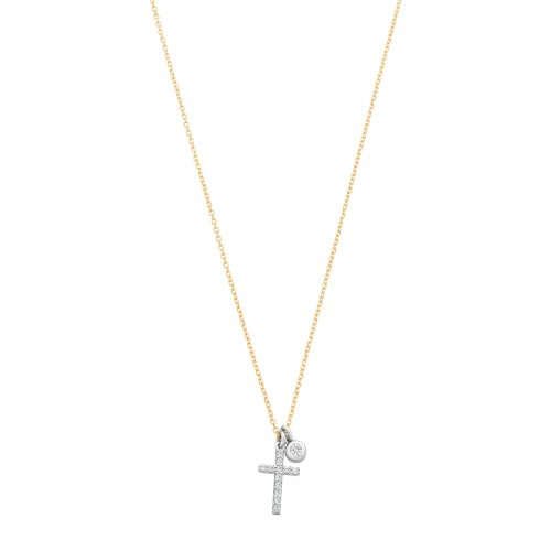 9ct CZ Cross Pendant & Chain