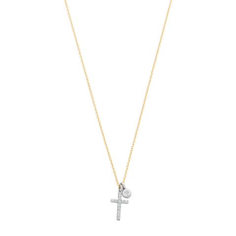 9ct CZ Cross Pendant & Chain