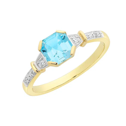 9ct Topaz & Diamond ring
