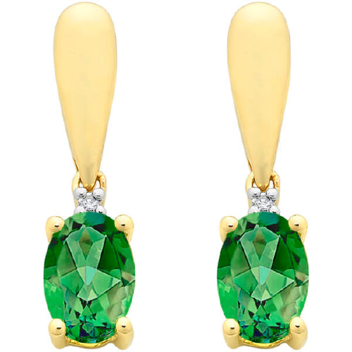 9ct Emerald & Diamond Earrings