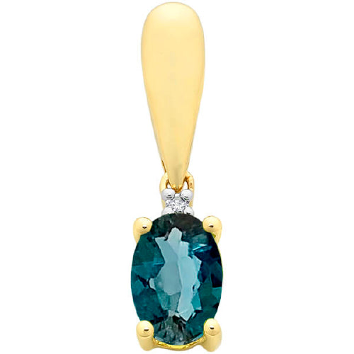 9ct London Blue Topaz & Diamond Pendant