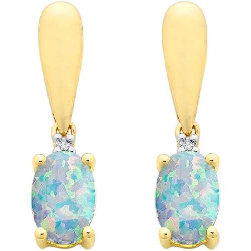 Lab Opal & Diamond Earrings
