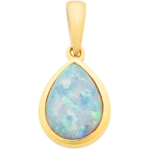 9ct Lab Opal Pendant