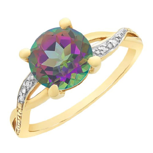 9ct Mystic Topaz & Diamond Ring