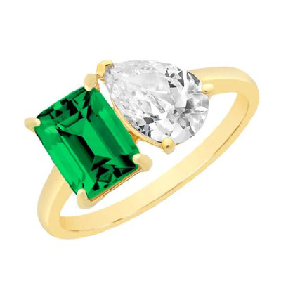 Emerald & Cubic Zirconia cocktail ring