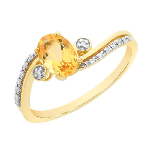 9ct Citrine & Diamond ring