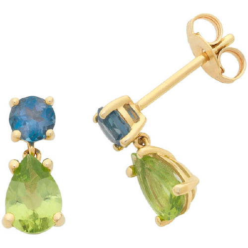 Blue Topaz & Peridot earrings