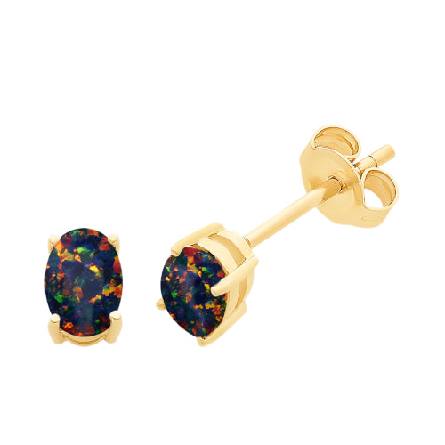 9ct Lab Opal Studs