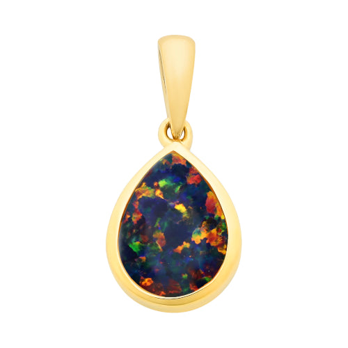 9ct Lab Opal Pendant