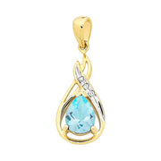 9ct Diamond & Blue Topaz Pendant