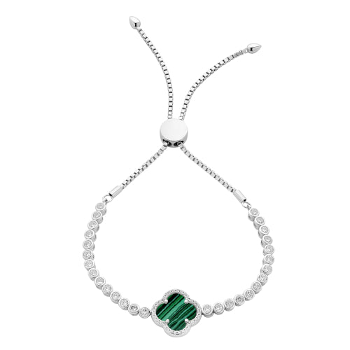 Lab Malachite & Cz Bracelet