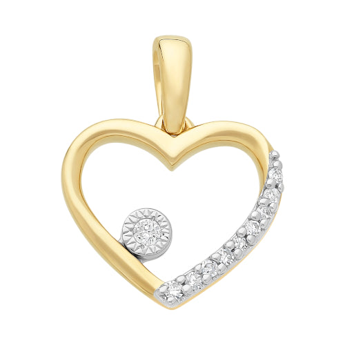 9ct Diamond Heart Pendant