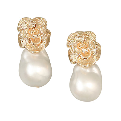 Mother Of Pearl Flower Stud Earrings