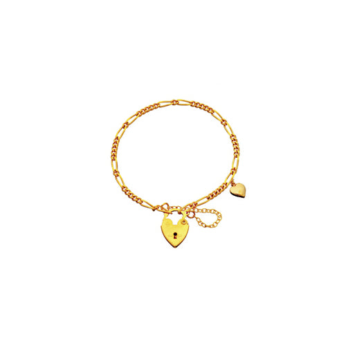 Gp Figaro Heart Charm Padlock Bracelet