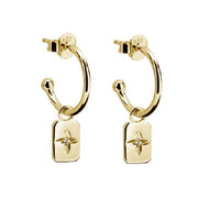 White topaz hoop earrings,