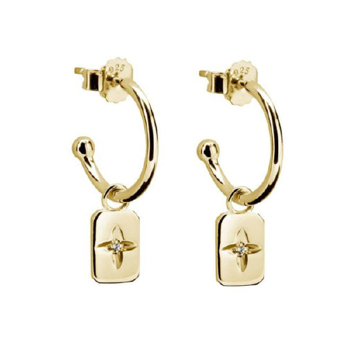 White topaz hoop earrings,