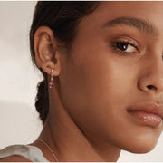 Huggie with Pink Rhodalite baguette