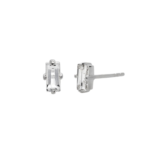 White Topaz baguette studs