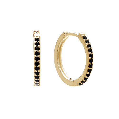 Black spinel huggie earrings