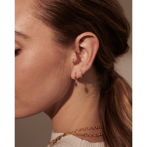 Hanging huggie earring