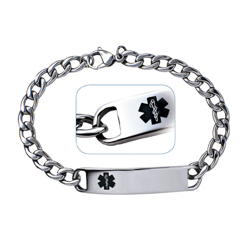 Steel mens medical bracelet