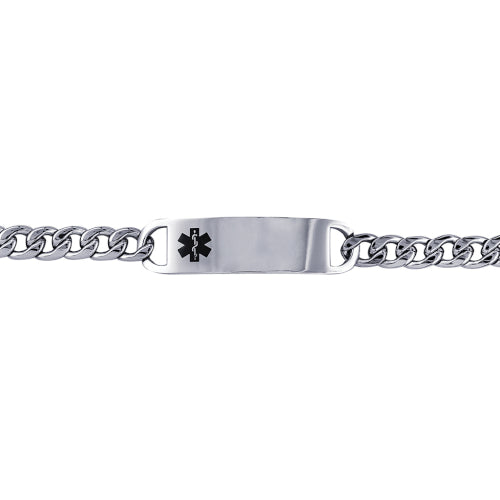Steel mens medical bracelet