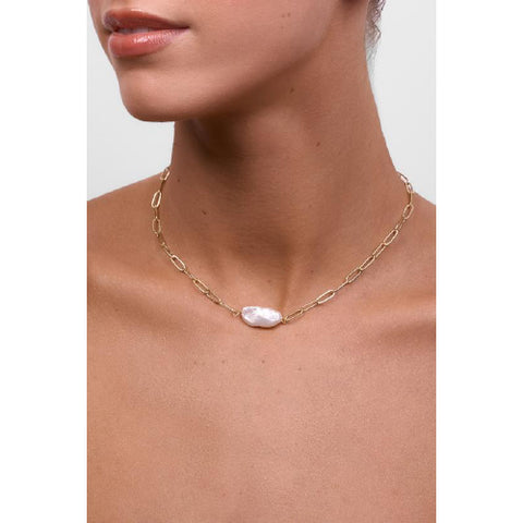 Sallie Gold Pearl Necklace