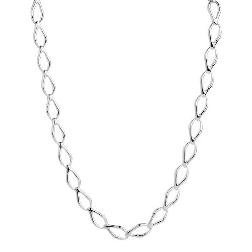 Silver open leaf necklace