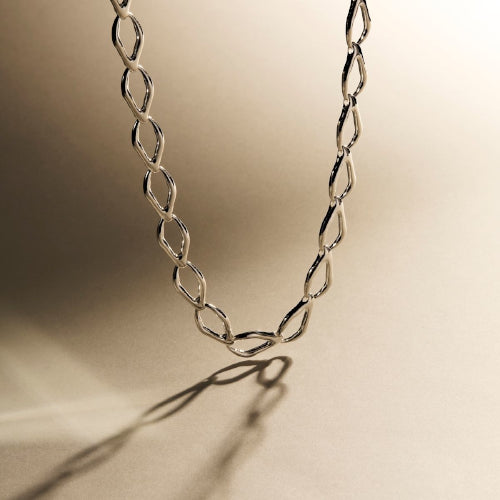 Silver open leaf necklace